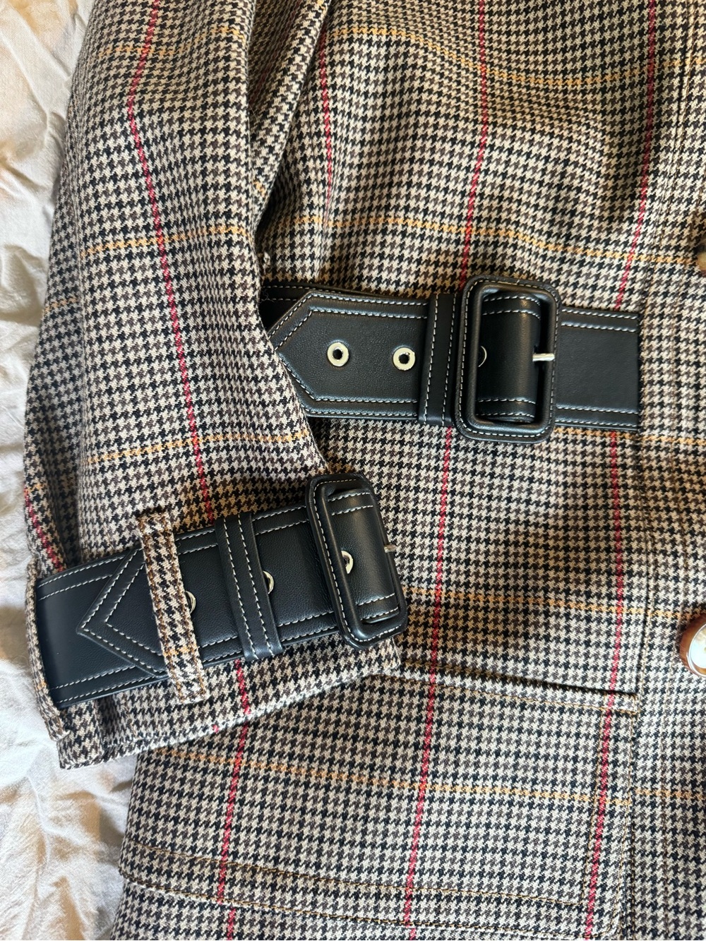 Burberry double-breasted houndstooth wool coat Size 6 - Picture 3 of 6